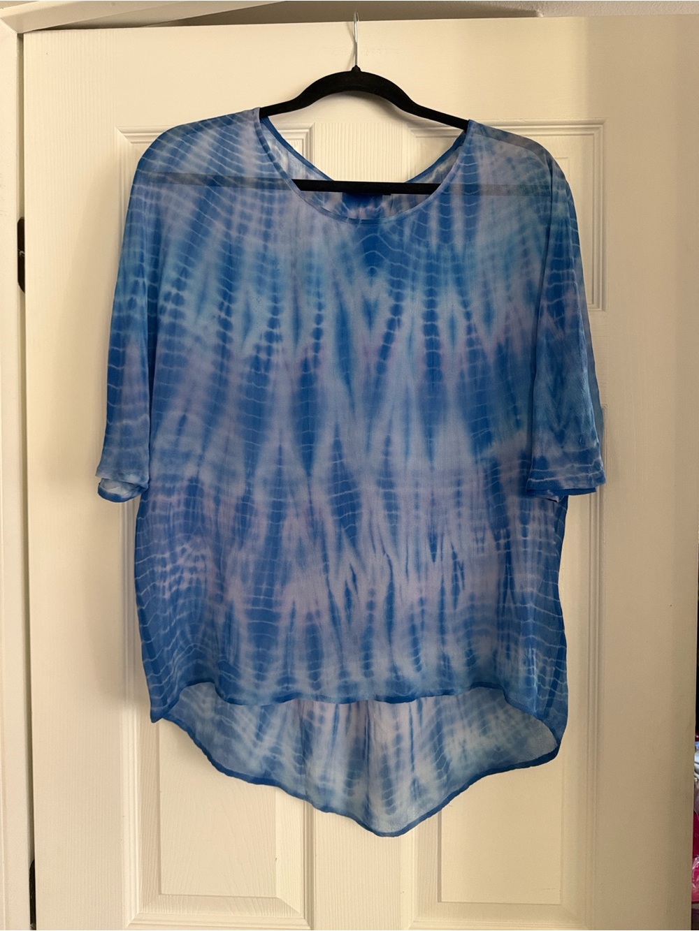 Gypsy 05 Blue Tie-Dye Sheer Tunic Top